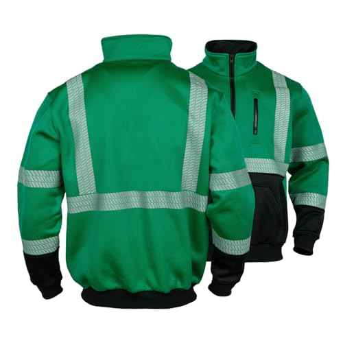 FONIRRA High Visibility Reflective Hoodies for Men Cold Weather Zip Safety Sweatshirts ANSI Class 3 Hi Vis Work Construction Jackets