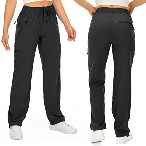 Lightweight Women's Hiking Cargo Pants - UPF 50, Quick Dry, Medium/Black