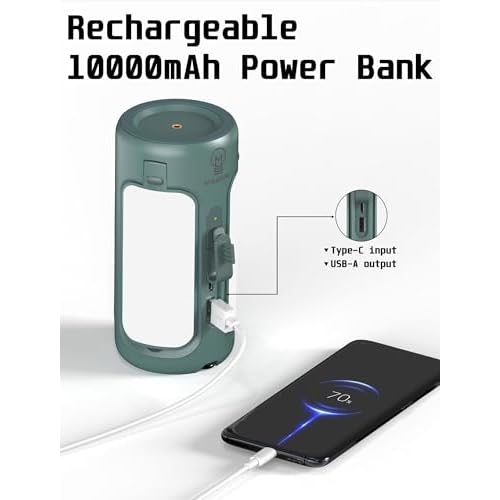 Foldable Camping Light Rechargeable Lantern, 10000mAh, Portable Flashlight, IP54 Waterproof, 1/4" Screw Adapter, 750LM, 5 Modes, LED Tent Light for Camping, Hiking, Fishing