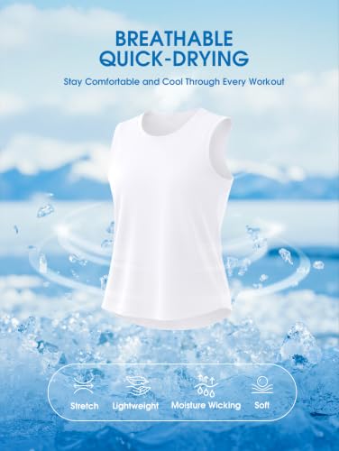SANTINY Cropped Racerback Workout Tank Top - Medium White Athletic Top