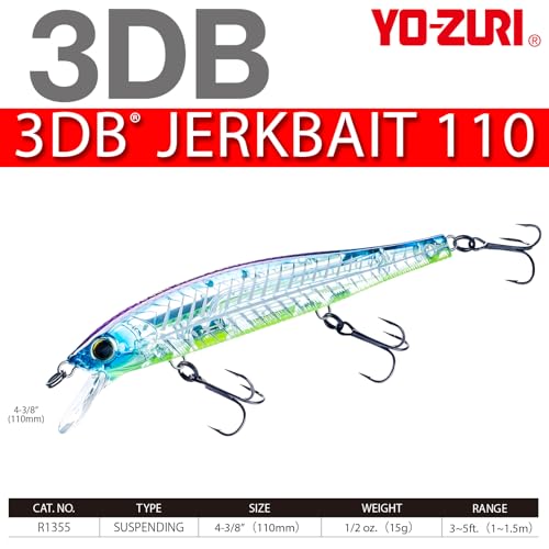 3DB Jerkbait 110 Lure - Suspending Minnow, 4-3/8 Inch - Pearl Shad