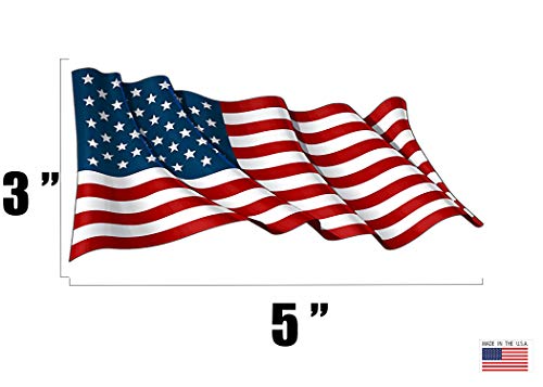 American Wavy Flag Bumper Sticker - USA Patriotic Car Decal 5x3 Inch