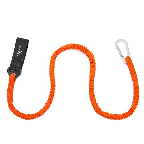 Kayak Paddle Tether & Fishing Leash with Carabiner - Orange 1 Pack