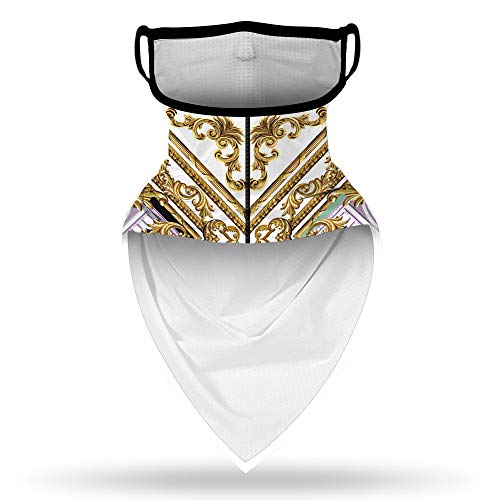 Neck Gaiter Face Mask - UV Cooling Bandana for Fishing, Running, Cycling - Gold, White & Purple