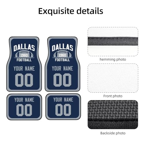 Dallas Personalized Car Foot Mat Set - 4-Piece Non-Slip Mats