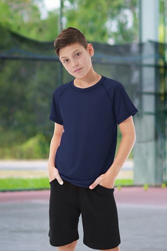 Boys' UPF 50+ Rash Guard Swim Shirt - Navy, 8-10 Years