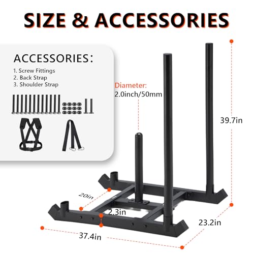 Weight Training Pull Sled - Steel Power Sled for Speed Training - Standard Version