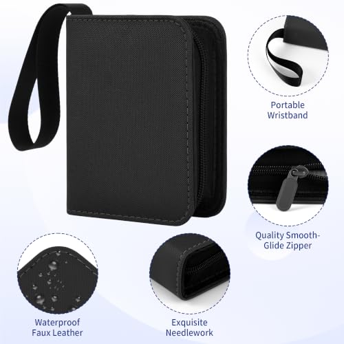 Dark Black Pocket Card Binder with Zipper - 100 Card Mini Album for TCG & Sports Cards