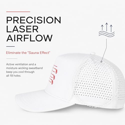 Men's American Flag Golf Hat - Water-Resistant Patriotic Baseball Cap, Medium-Large White