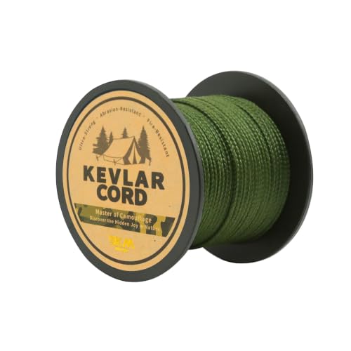High-Strength Camo Green Kevlar Cord - 200lb | 1.1mm x 30ft