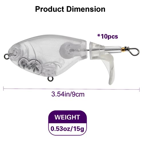 Ghanneey 10Pcs Unpainted Fishing Lure Blanks 0.53oz/15g DIY Swimbaits Crankbaits Kit