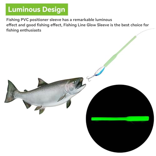 HERCHR 30pcs Night Fishing Glow Crimp Protectors Luminous PVC Rigs for Deep Water & Trolling