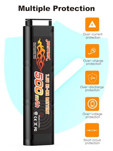 7.2V 500mAh Ni-MH Battery for Airsoft Guns - Compatible with CM030, CM121, Marui 18C, M93R