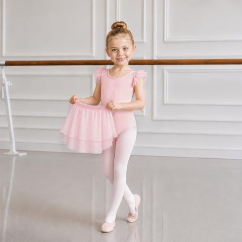 Ballet Leotard for Girls with Skirt and Hairband - Light Pink (4-5T)