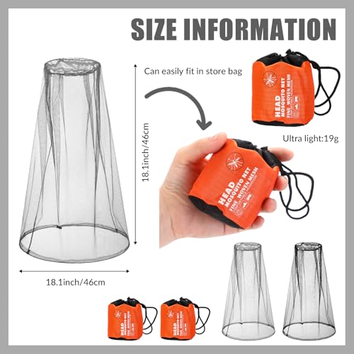 Mosquito Head Net - 2 Pack, Black & Light Gray, Breathable Mesh