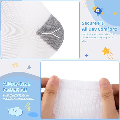 Kids Boys Athletic Crew Socks 20-Pair Bulk Pack White Ages 7-10 | LITERRA