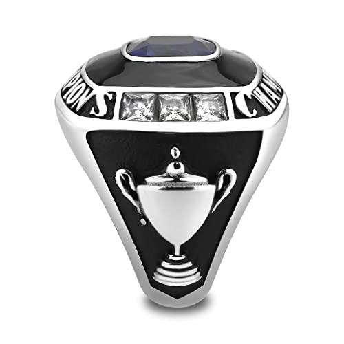 Custom Stainless Steel Championship Ring - Trophy Silver