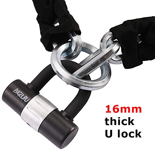 BIGLUFU 5ft x 12mm Motorcycle Chain Lock Anti-Theft Security Bike Lock Silver