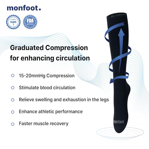 Compression Socks for Men & Women - 15-20mmHg, Large-X-Large, Black (3 Pairs)