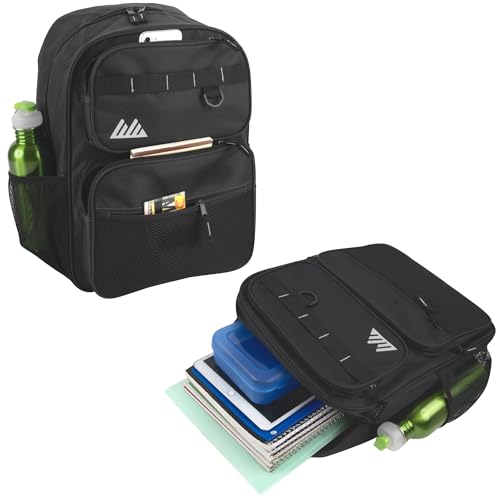 Summit Ridge Travel Backpack for Men & Women, Spacious 17x13x5in with Water Bottle Pockets - Black