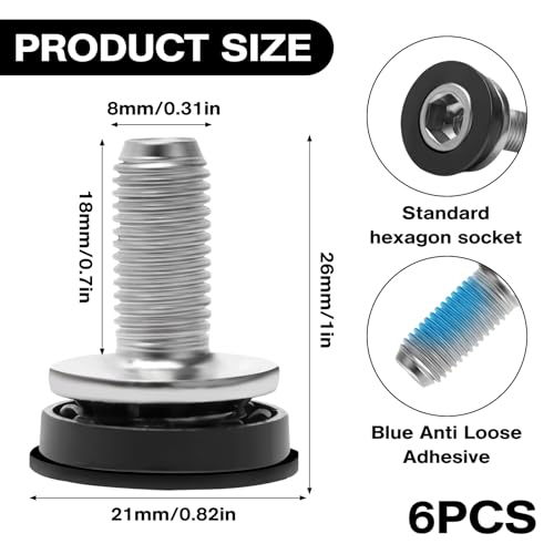 Bicycle Crank Arm Fixing Bolts - 6 Pcs M8 Crankset Screws