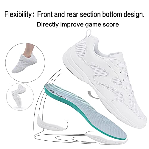 Youth Girls Cheer Shoes - White Cheerleading Athletic Sneakers