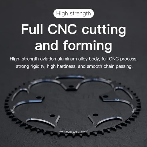 YBEKI 42T Black 130BCD CNC Aluminum Chainring for Road Bikes, Anti-Drop, Ultra-Light