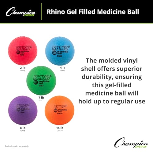 2 LB Gel-Filled Medicine Ball - Red Weighted Ball for Strength Training