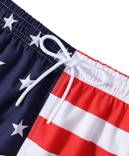 Boys Swim Trunks - High-Visibility Safety Colors, US Flag, Sizes 2T-16