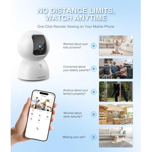 3K Baby/Pet Security Camera with 64GB SD Card, No Monthly Fee, 360¡Æ Pan-Tilt, Color Night Vision, AI Cry/Motion Detection, 2-Way Talk, WiFi 6, Compatible with Alexa