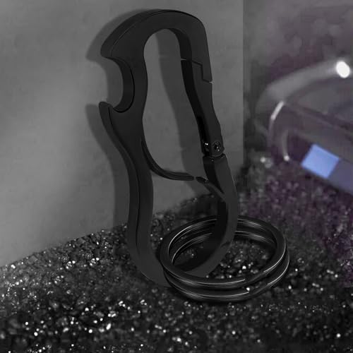 Zinc Alloy Carabiner Keychain with Bottle Opener - Black