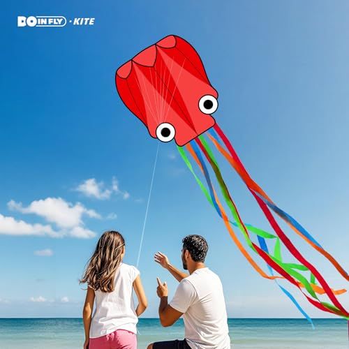 Doinfly 3-Piece Butterfly & Octopus Delta Kites for Kids & Adults, Easy Fly Blue Butterfly Red Octopus Variation