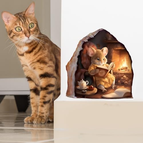 1 Pc Funny 3D Mouse Hole Realistics Wall Sticker,Mouse in a Hole Wall Decal Fun Art, Water Proof Funny,Walls D?cor, Stickers