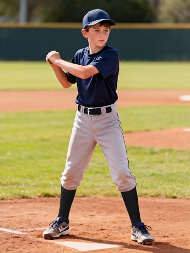 Baseball Socks and Belt Combo for Youth Boys - Black, 5-7 Years