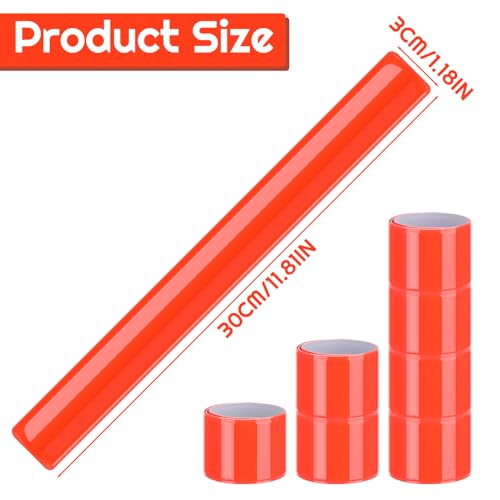 20 Pcs Reflective Snap Bands - High Visibility Safety Armbands - Red