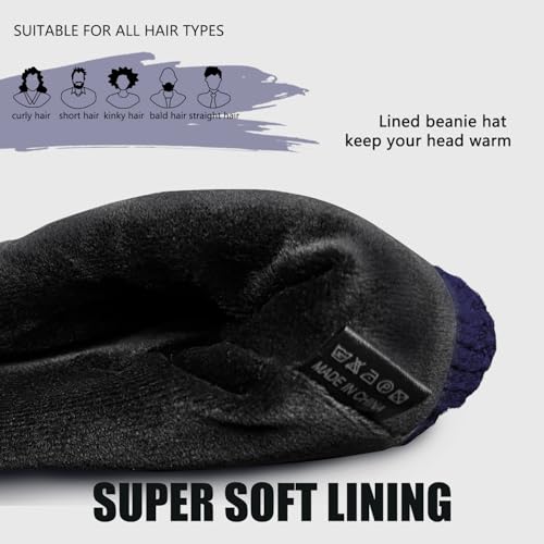 Unisex Winter Beanie - Soft Fleece Lined Knit Hat - Deep Blue