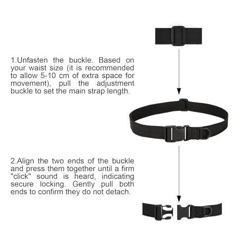 Tactical Military Utility Belt - Adjustable Nylon - Black