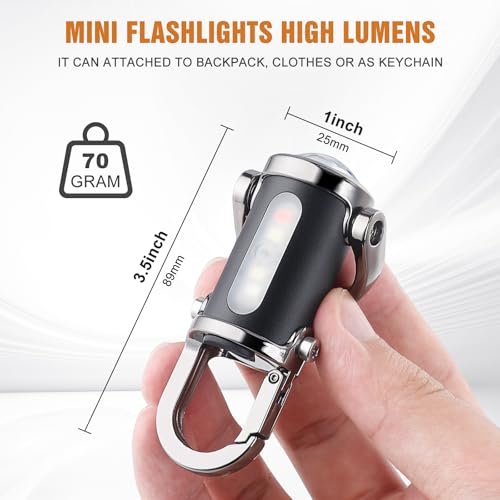 Ciwuzxs Black Rechargeable Mini Keychain Flashlight 800L, Waterproof & Portable