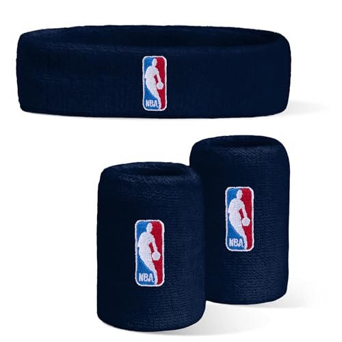 NBA Logoman Headband & Wristband Set - Navy 3 Pack