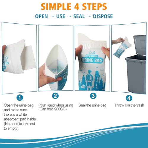 900ML Disposable Urine Bags - Leak-Proof Portable Pee Bags - 10 Pack