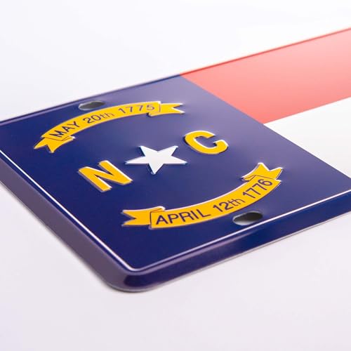 North Carolina State Flag License Plate - Embossed Aluminum - 6"x12"