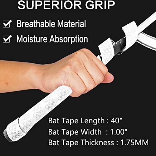 Baseball Softball Bat Grip Tape - 2 Pcs White Hexagon