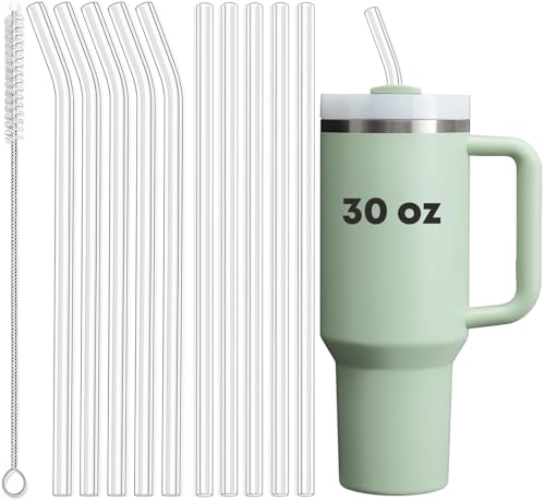 10 Pack Reusable Clear Straws - 10.8" Long for Stanley 30 oz Tumbler & More - Clear-30 oz