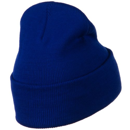 12-Inch Double-Layer Knitted Beanie - Royal Blue One Size Fits Most