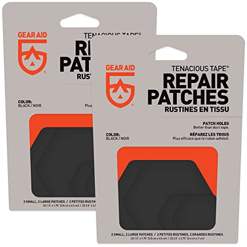 Peel-and-Stick Repair Patches, 2.5" & 1.5" Hex, Black - 8 Count