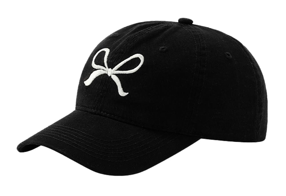 Bow-Tie Baseball Cap for Women Fashion Sun Hats for Women Trucker Hat Y2k Sun Cap Visor Cap Hiking Travel Trendy 2026 Black