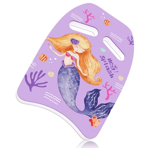 HeySplash Kids Pool Kickboard - Purple Mermaid Float for Beginner Swimmers
