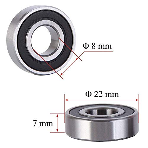 608-2RS Bearing 10-Pack - Rubber Sealed Steel 8x22x7mm