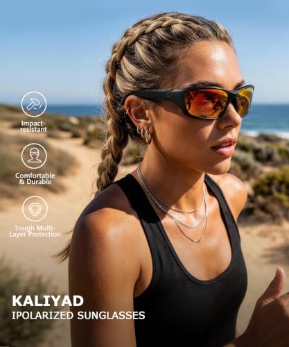 KALIYADI Polarized Sunglasses A02-black+ice Blue+red multicolor UV400 cycling fishing running