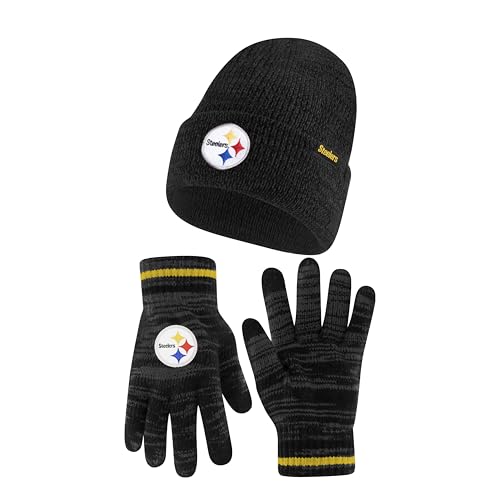 Pittsburgh Steelers Knit Winter Beanie & Touch Screen Gloves - One Size